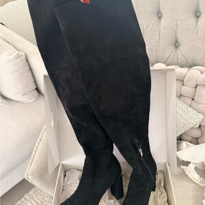 MARC FISHER. Over the knee high heel black suede boots. 9W
